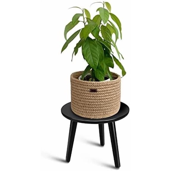 Indoor Plant Stand, Modern Plant Table 8.9" Tall Wood Mid Century Flower Holder Small Round Side End Table