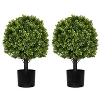 Indoor Plants 22in Artificial Topiary Boxwood Ball Trees for Outdoor Front Porch, Patio, Balcony or Home Decoration, UV Resistant Faux Shrubs, 2pcs/set,Artificial Flowers