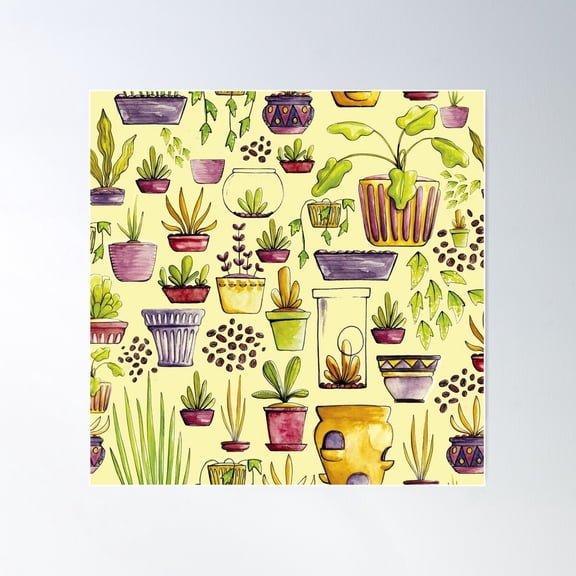 Indoor Plants And Pots Poster Wall Art, Modern Wall Decor For Living Room Bedroom, 30x30 UNFRAMED