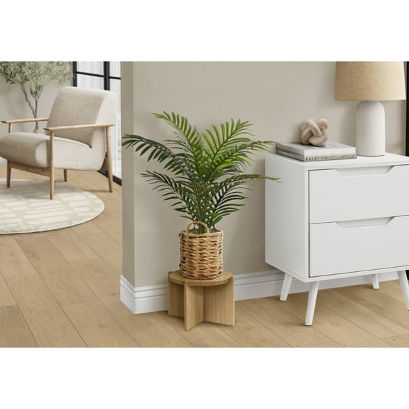 Indoor Plants Artificial Plant, 24" Tall, Palm, Indoor, Faux, Fake, Table, Floor, Greenery, Potted, Real Touch, Decorative, Green Leaves, Beige Woven Basket,Artificial Flowers
