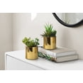 thumbnail image 1 of Indoor Plants Artificial Plant, 7" Tall, Succulent, Indoor, Faux, Fake, Table, Greenery, Potted, Set Of 2, Decorative, Green Plants, Glossy Gold Pots,Artificial Flowers, 1 of 4