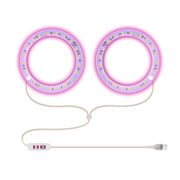 Indoor Plants Grow Light Ring 3.5in - USB LED Lamp With Timer & 5 Brightness Settings For Succulents Herbs Desk Shelf Garden