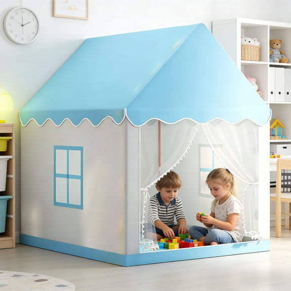 Indoor Play Tent Castle Foldable Gaming Teepee for Youngsters Private Play Space Reading Nook Mesh Ventilation Portable Playhouse for Living Room Backyard