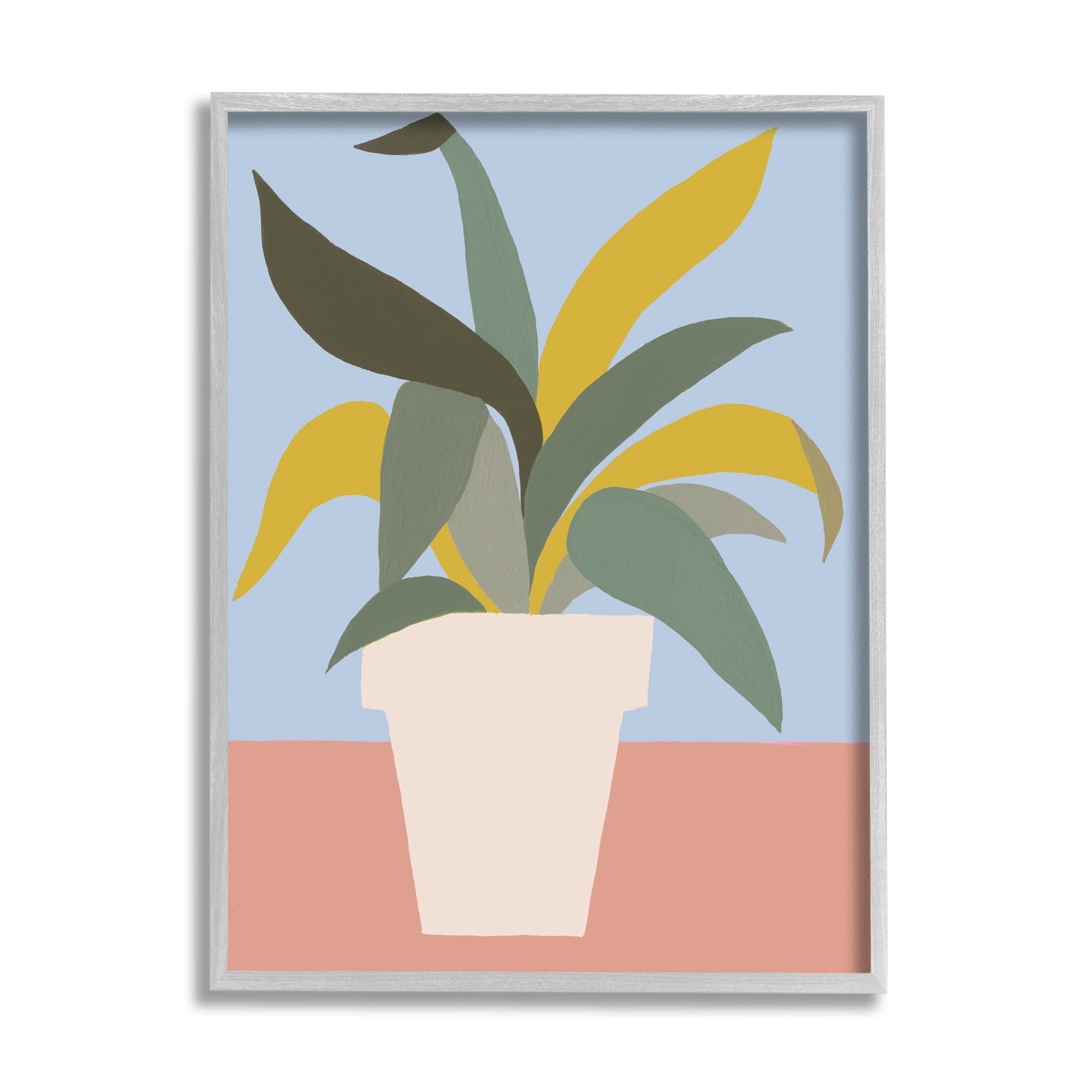 Indoor Potted Plant Soft Green Blue Red 11 in x 14 in Framed Painting Art Prints, by Stupell Home Décor