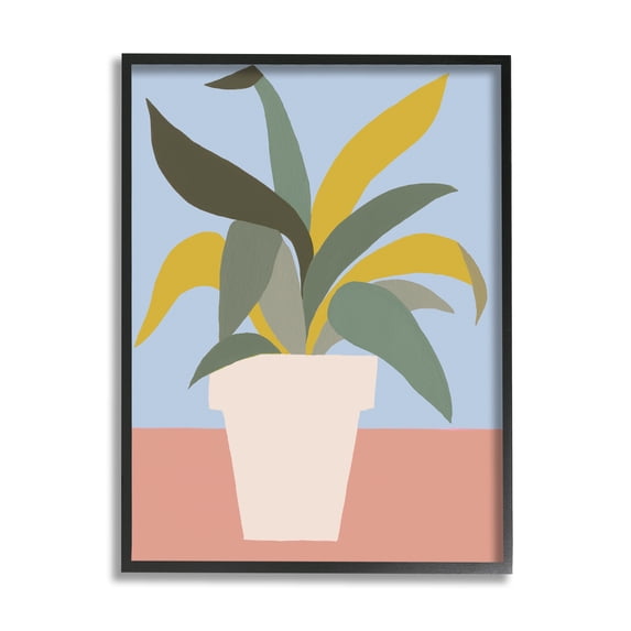 Stupell Industries Indoor Potted Plant Soft Green Blue Red,11 x 14,Designed by Regina Moore