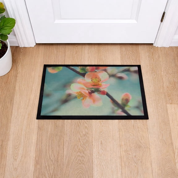 Evideco Pink PVC Polyester Door Mat 24x16 Inches - Indoor - Front Door Mat for Entryway, Porch, Patio