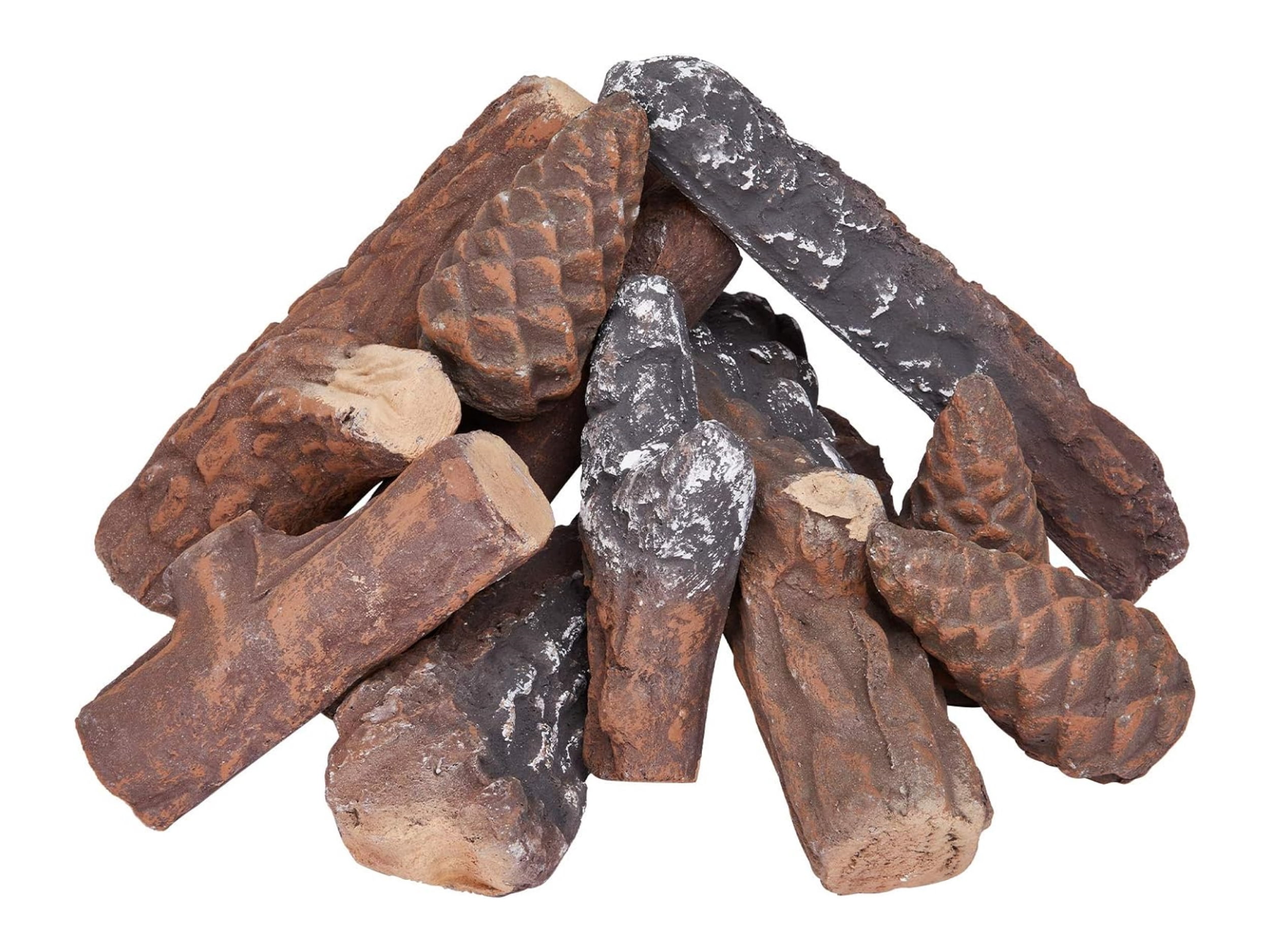 Indoor Propane Fireplace Ceramic Logs Set, 10-Piece, Gas Fireplace Logs ...