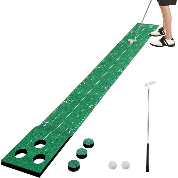 Indoor Putting Green Game Set, Golf Putting Game with Metal Putter & Golf Balls, Golf Putting Mat Training Aid for Backyard,Party,Office