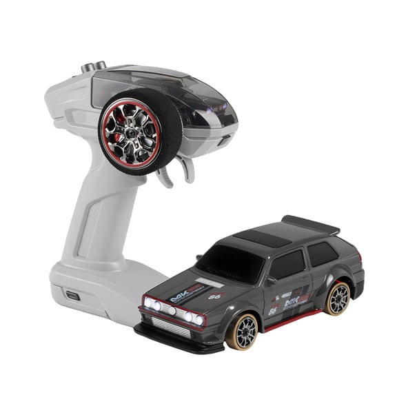 Indoor RC Drift Car 1/64 2.4GHz Full Proportional 4WD Mini Racing Vehicle with Gyro Stabilized Steering, 2-Velocity Speed Modes, LED Lights, Ready to Run RTR Hobby Toy Gift for Adults and Teens