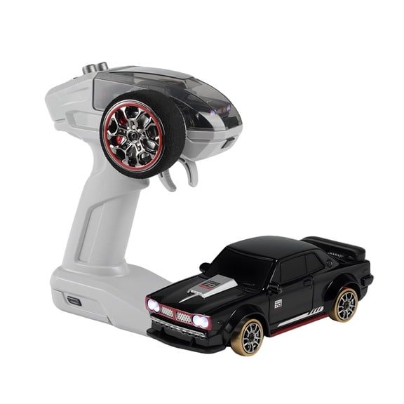 Indoor RC Drift Car 1/64 2.4GHz Full Proportional 4WD Mini Racing Vehicle with Gyro Stabilized Steering, 2-Velocity Speed Modes, LED Lights, Ready to Run RTR Hobby Toy Gift for Adults and Teens