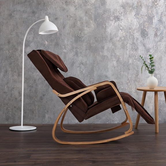 Indoor Relaxation Rocking Massage Recliner with Cotton Linen Cushion, Brown-Toned, Multi-Mode Massage Heating