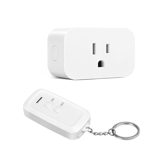 Indoor Remote Control Outlet, Wireless Remote Light Switch, No Interference Remote Outlet Switch, No Wiring, 15A/1875W, 100ft RF Range, Compact Design, Programmable