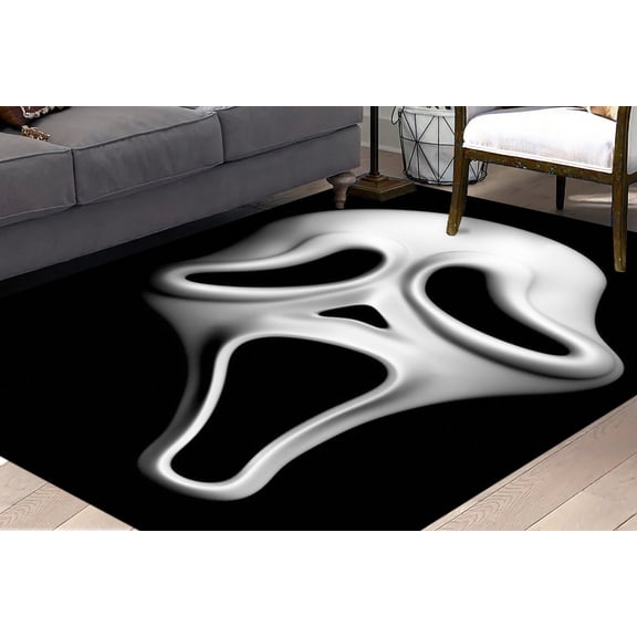 Indoor Rug, Modern Rugs, Accent Rugs, Scream Mask Rugs, Large Rugs, Mask Rugs, Modern Rugs Bridesmaid Gift Rugs, Man Cave Rugs, Black Rug, 2.3'x3.3' - 70x110 cm