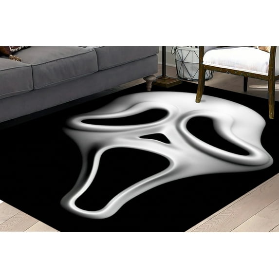 Indoor Rug, Modern Rugs, Accent Rugs, Scream Mask Rugs, Large Rugs, Mask Rugs, Modern Rugs Bridesmaid Gift Rugs, Man Cave Rugs, Black Rug, 5.2'x7.5' - 160x230 cm