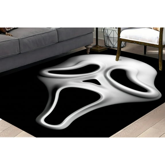 Indoor Rug, Modern Rugs, Accent Rugs, Scream Mask Rugs, Large Rugs, Mask Rugs, Modern Rugs Bridesmaid Gift Rugs, Man Cave Rugs, Black Rug, 5.9'x9.2' - 180x280 cm
