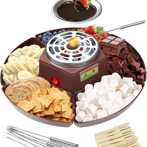 Indoor S'mores Maker and Fondue Set with Temperature-Controlled Roaster and Chocolate Melter, ABS Marshmallow Roaster for Date Nights, Movie Parties, or Romantic Gifts
