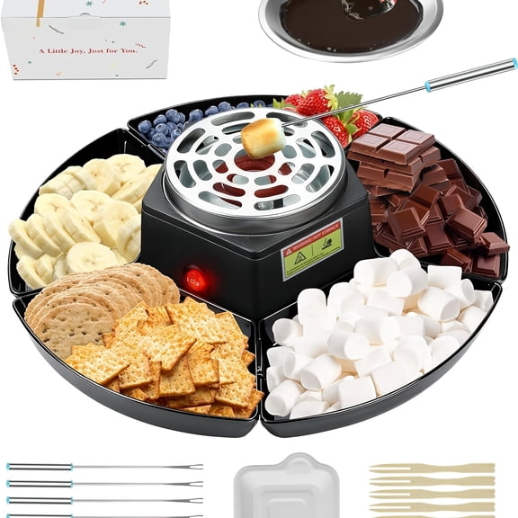 Indoor S'mores Maker and Fondue Set with Temperature-Controlled Roaster and Chocolate Melter, ABS Marshmallow Roaster for Date Nights, Movie Parties, or Romantic Gifts