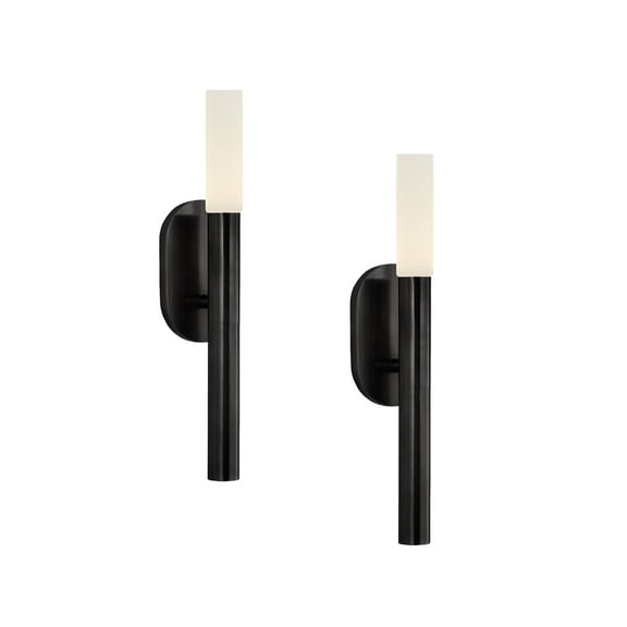 Indoor Sconce Wall Fixture, LED-Modern Wall Lights 2700K, Wall Lights for Mirror Living Room Hallway Bathroom Vanity Light Fixtures, Black Solid Brass Sconces  (Set of 2)