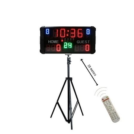 Indoor Score Keeper, Electronic Ping Pong Scoreboard with Wireless Remote Control, APP Control 24 S shot clock LED Portable Basketball Scoreboard ,Large Digital Display