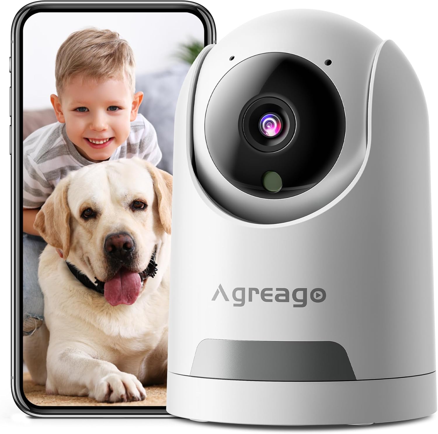 AOSU 4MP Security Camera Indoor, 2.5K Baby Monitor Pet Camera 360° For Home Security, WiFi Camera With 5/2.4 GHz Wi-Fi, One-Touch Call, Smart Motion Tracking, IR Night Vision, Compatible With Alexa