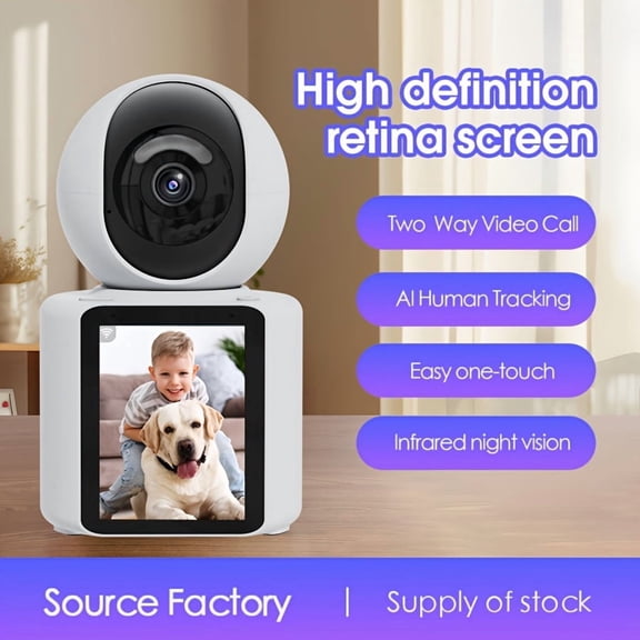 Indoor Security Camera 360 Panoramic View 2.5K HD for Baby/Pet/Elderly Monitoring, AI Human Motion Detection, Night Vision, Two-Way Audio, Dual-Band WiFi