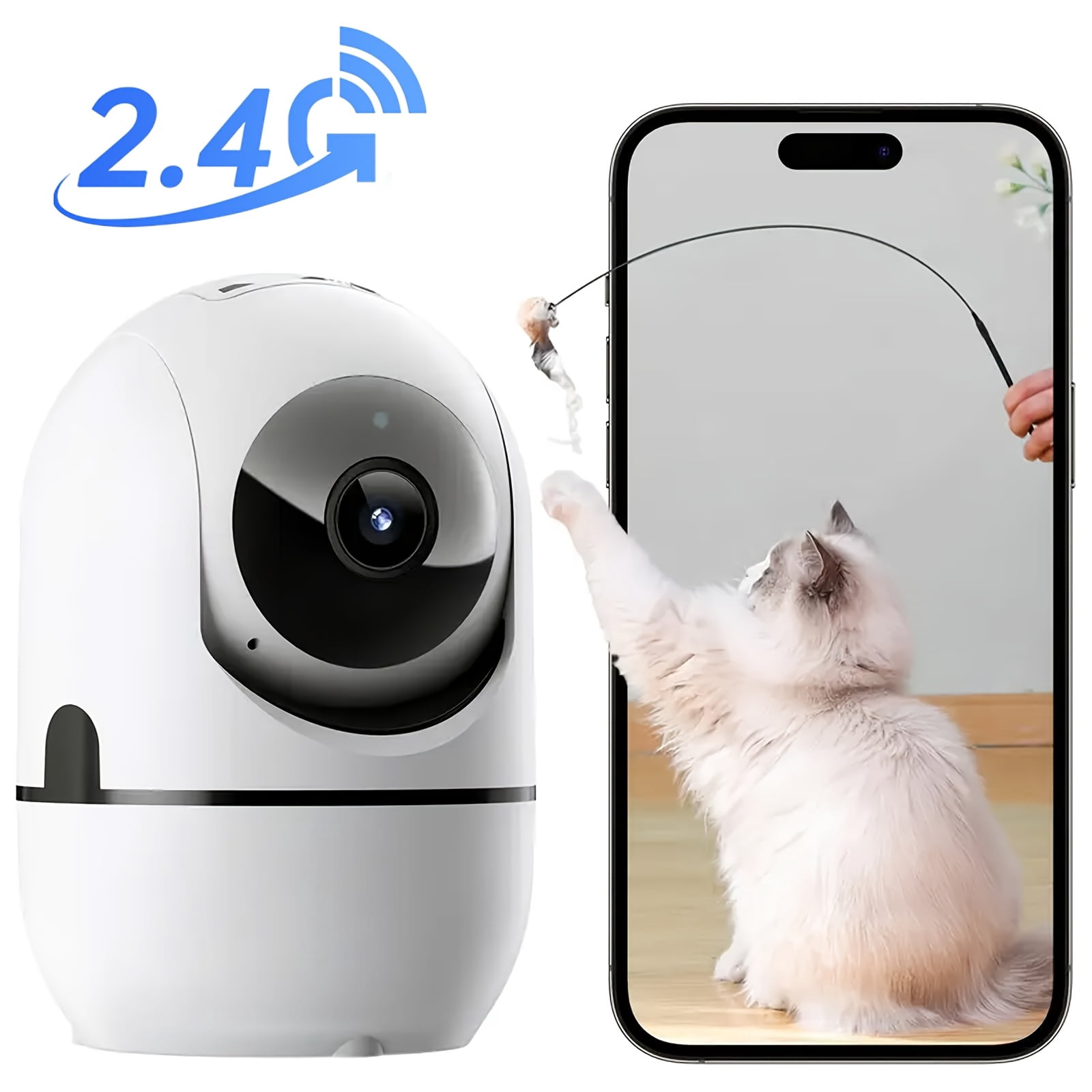 Indoor Security Camera 360° Pet Dog Cat Baby Monitor with Night Vision, Audio, Phone App, 5G/2.4G WiFi, Continuous Recording, Nanny Cam for Home Bedroom