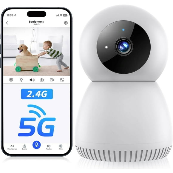 Indoor Security Camera 5G& 2.4GHz WiFi, Pan/Tilt Baby Camera for Home Security, 1080P Pet Camera with Phone App Motion Detection, 2-Way Talk, Night Vision, Siren Alarm, Compatible with Alexa