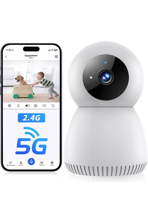 Indoor Security Camera 5G& 2.4GHz WiFi, Pan/Tilt Baby Camera for Home Security, 1080P Pet Camera with Phone App Motion Detection, 2-Way Talk, Night Vision, Siren Alarm, Compatible with Alexa