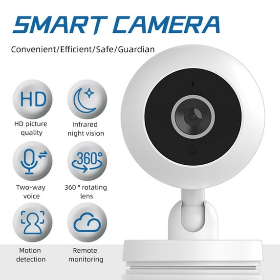 Indoor Security Camera, Wifi Camera for Home Surveillance with 64Gb Sd Card, 360° Smart Camera with Night Vision, 2-Way Audio, 2.4Ghz Wifi, Motion Detection, Works with Phone App, Easy Setup