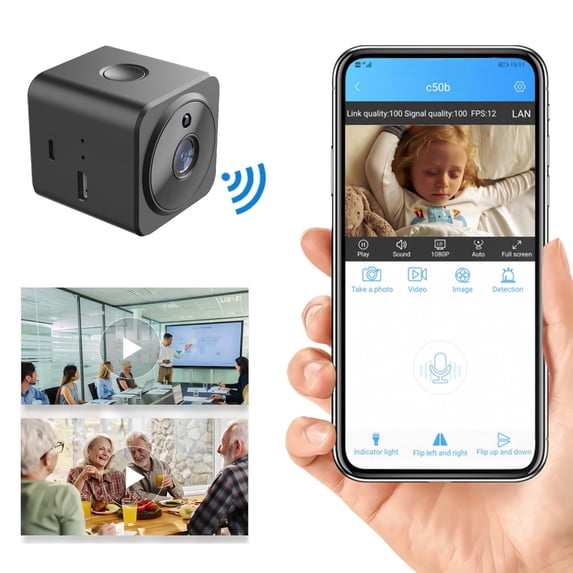 Indoor Security Camera, Wireless Wifi Camera for Home, Small Surveillance Cam with 150° Wide Angle, Motion Detection Alerts, 2-Way Talk Audio, Night Vision for Remote Monitoring