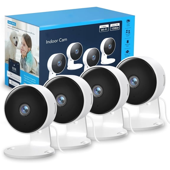 CocoBear Indoor Security Camera, 1080P WiFi Home Camera with 2-Way Audio, Motion Alerts, SD & Cloud Storage, 2.4GHz, Pet/Baby Monitor, 4-Pack