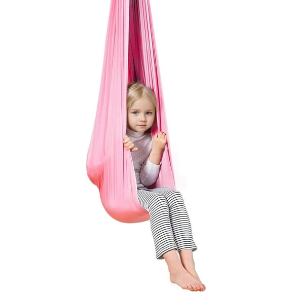 Indoor Sensory Swing for Kids : 60"×110" Autism Swing Indoor for Kids' Sensory Training Use,Sensory Swing Suitable for Children with Autism, ADHD, Sensory Impairments (Pink)