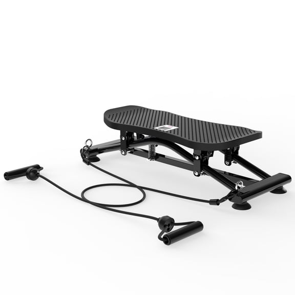 Indoor Ski Machine with Resistance Bands - Sliding Ski Trainer Simulator for Home Gym, Full-Body Cardio Workout Machine for Core, Leg & Arm Exercise Black