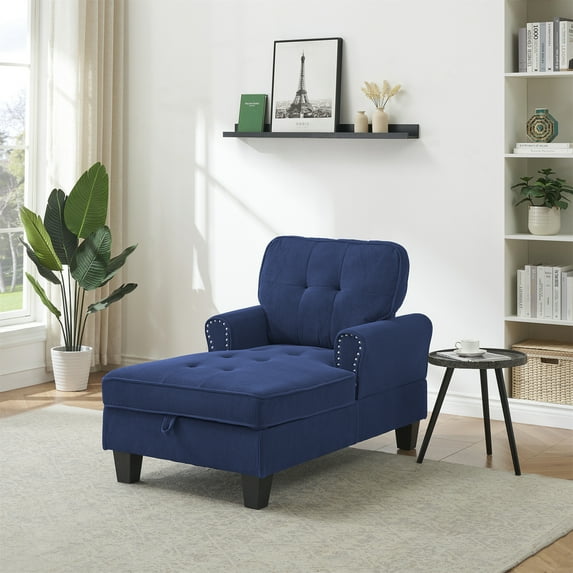 Indoor Sleeper Sofa Bed Chair Upholstered Lounge Chair for Bedroom Living Room with Rivets.Blue