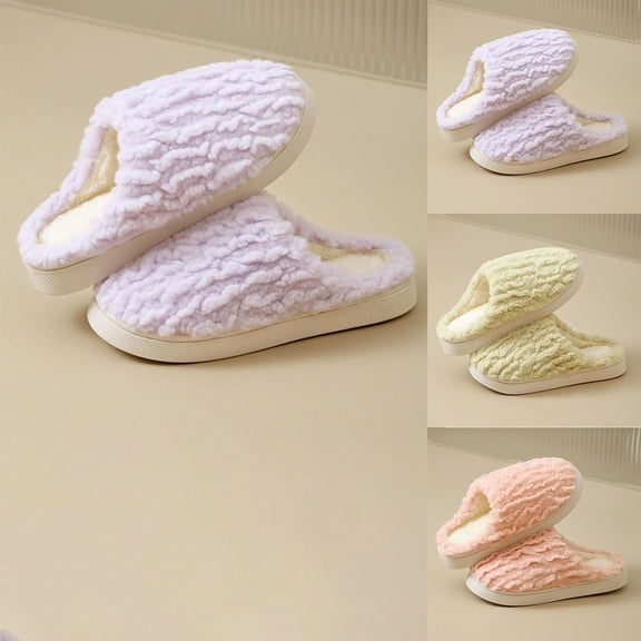 Indoor Slippers for Women Flat Heel Round Toe Slip-on Warm Shoes Women's Indoor Cute Winter Home Slippers Ladies' Home Furnishing