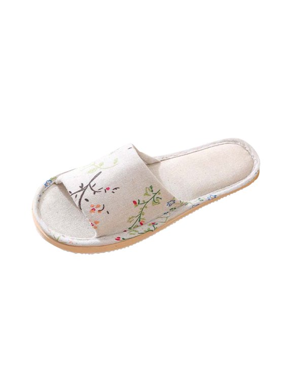 Indoor Slippers for Women Men Linen House Slippers with Thick EVA Non Slip Sole Comfortable Lightweight Indoor House Shoes