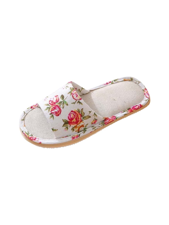 Indoor Slippers for Women Men Linen House Slippers with Thick EVA Non Slip Sole Comfortable Lightweight Indoor House Shoes