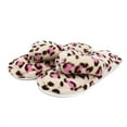 thumbnail image 1 of Indoor Slippers for Women Open Toe, Plush Anti Slip Flip Flops (S- US women size 5.5-6.5, Leopard print), 1 of 4
