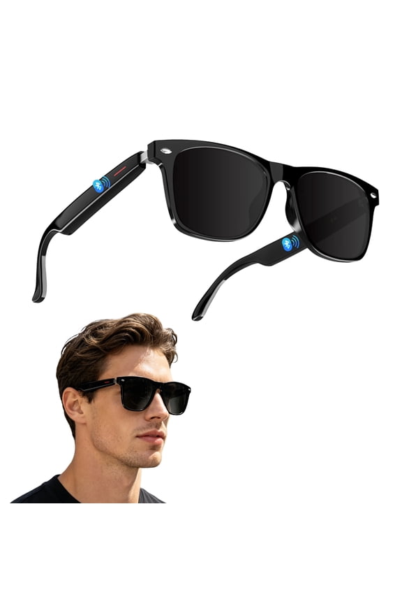 Smart glasses Remote Phone Camera Control, Bluetooth, Calls, Voice Assistant, Music, , IP54 Waterproof, 85mAh Battery, Open-Ear Audio for Travel & Outdoor