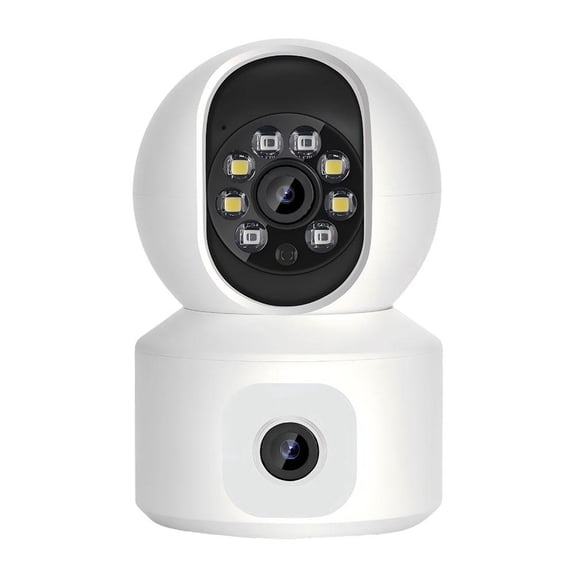 Indoor Smart Security Camera, 2K Camera with Dual Camera, Night Vision, Two Way Audio, Supports 128GB Storage Card and Cloud Storage