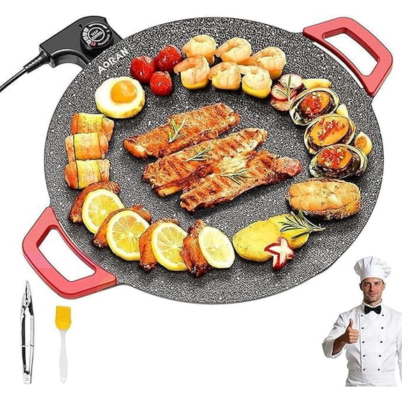 Indoor Smokeless Electric Griddle, 2026 Multi-Functional Non-Stick Grill Pan, 14.2in Electric Griddle Nonstick, Adjustable Temp,Smokeless Oil Drain for Family Meals, Pancakes, BBQ