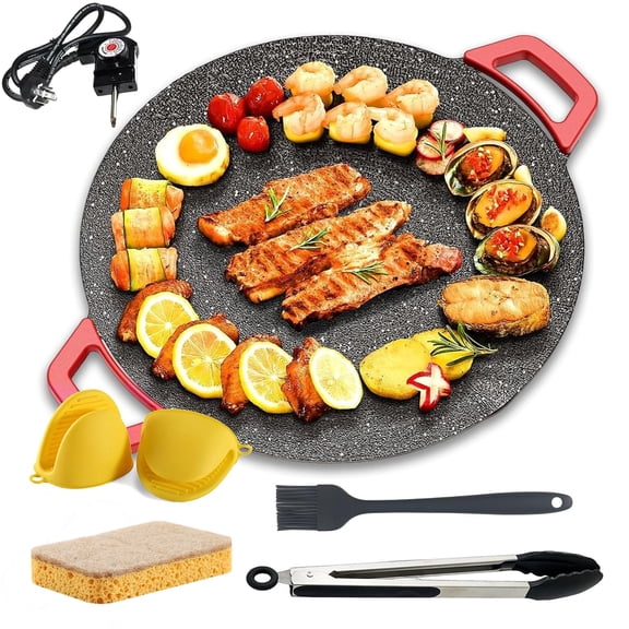 Indoor Smokeless Electric Griddle, 2026 Upgrade Compact Smokeless Indoor Grill with Temperature Control, Non-Stick Electric Indoor Grill Pan for Steaks, Burgers, Pancakes, BBQ (36cm/14.17in)