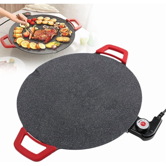 Indoor Smokeless Electric Griddle Grill, Non-stick Tabletop Cooking Plate for Steak, Burger, Pancake & BBQ, Compact Easy-to-Clean Design-14in