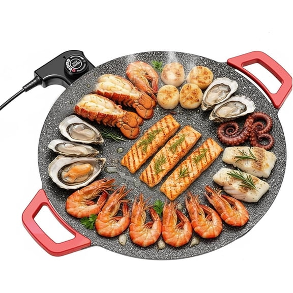 Indoor Smokeless Electric Griddle,Multi-functional Nonstick Electric Griddle Adjustable Temp,Multi-functional Korean Electric Indoor Grill, for Cooking for Steaks, Pancakes, And BBQ (12inch)