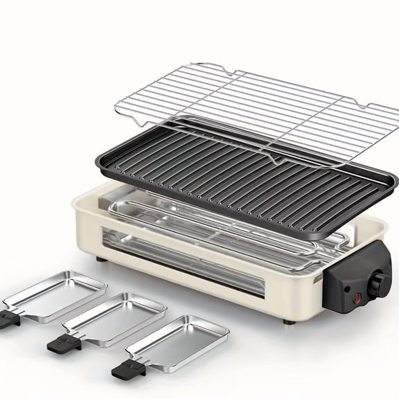 Indoor Smokeless Electric Grill 1500W - Non-Stick Removable Plates, Temp Control, U-Tube Heating | Dishwasher Safe, Heavy-Duty Iron | Ideal for BBQ, Apartments, Family Gatherings