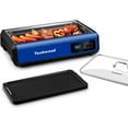 thumbnail image 1 of Indoor Smokeless Grill Techwood 1500W Electric Grill with Tempered Glass Lid & LED Smart Control Panel, 8-Level Control Korean BBQ Grill with Removable Grill/Griddle Plate, Stainless Steel (Blue), 1 of 7