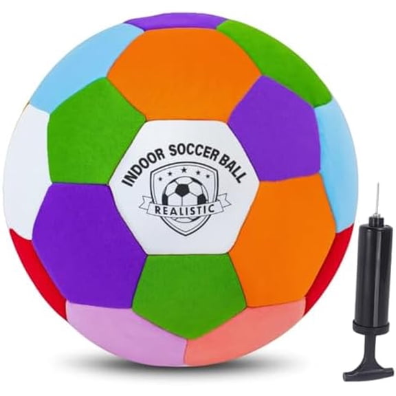Indoor Soccer Size 4 - Soft Safe for Protect Inside House Furniture - Size 4 Soccer for Girls Kids Youth Boys Fun Soccer Gifts Birthday Christmas (Colorful)$$Sport & Recreation Other
