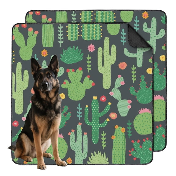 Indoor Solution 48"x48" Washable Pet Potty Pads, Reusable Training Pads with Multiple Protective Features and Plant Prints