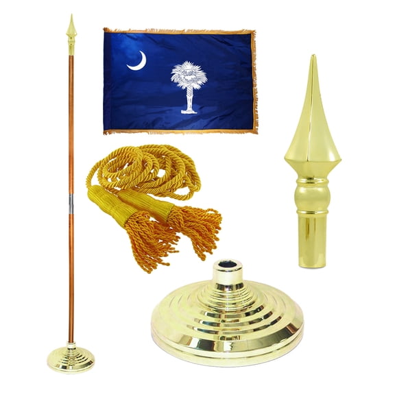 Indoor South Carolina State Flag Kit - 8ft Pole - Spear Plastic