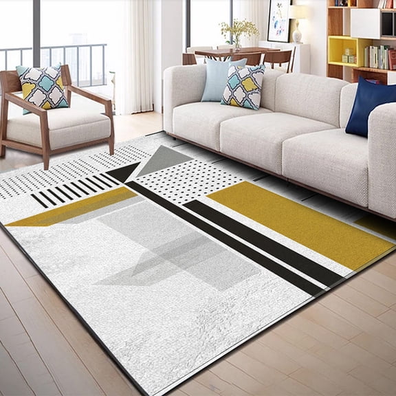 Indoor Straight Line Split Rug, Easy Cleaning, Non Shedding, Bed Room, Living Room, Dining Room, Backyard, Deck, Patio-4x5ft